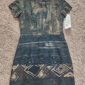 Rabbit‎ Rabbit Rabbit Patterned Midi Dress in Green and Tan